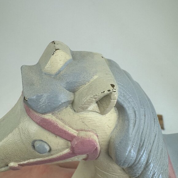 Vtg 80/90 Rocking Horse Burwood Productions Wall Decor Resin Plastic Pink Purple - Picture 10 of 13